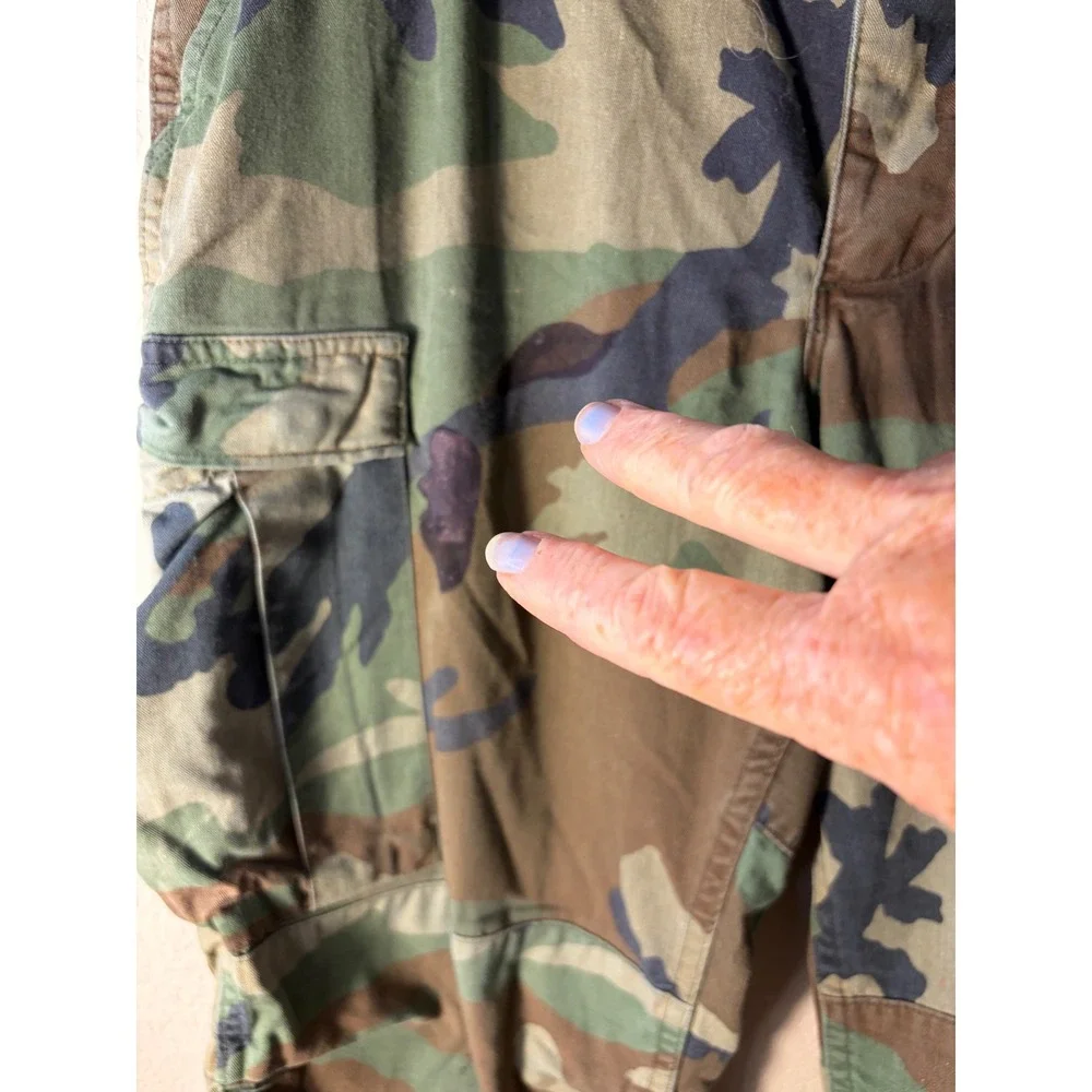 Vintage Woodland Camo Cargo Pants Military Style Tactical Trousers Green Brown
